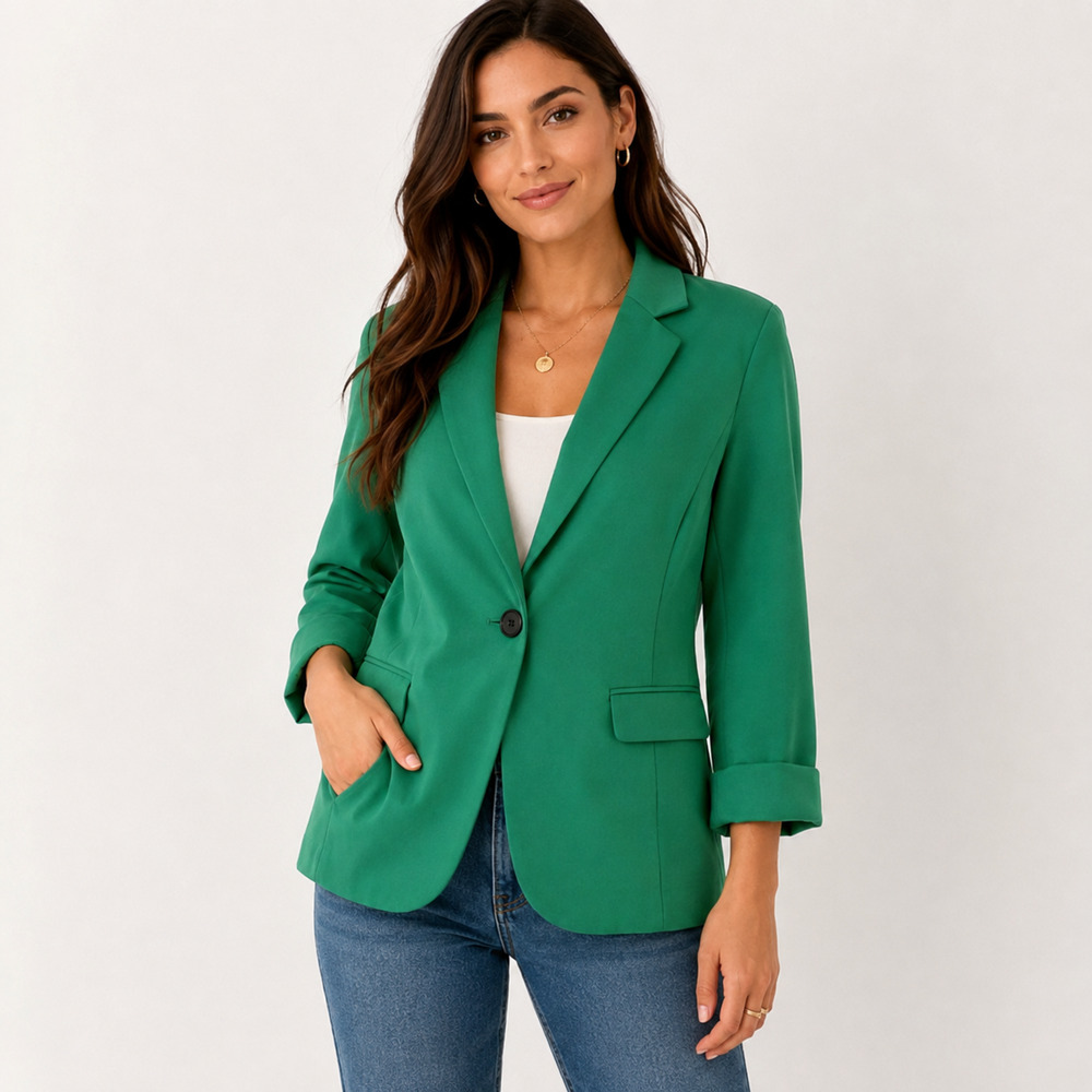 Catherine Malandrino Blazer Women’s XL Green One Button Career Jacket
